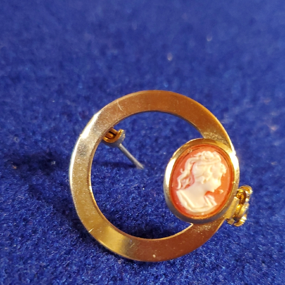 Vintage Elegant Goldtone Cameo Brooch